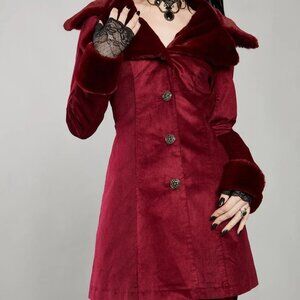 RARE Widow Red Velvet Fur Coat